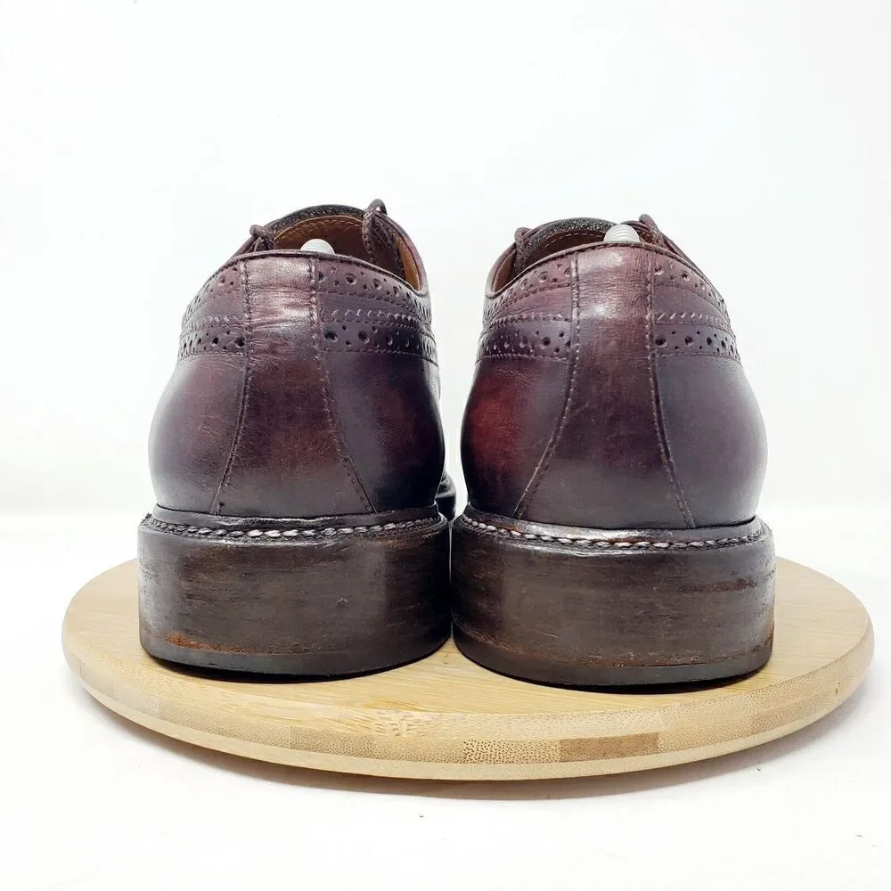Campanile Shoes Mens 10 Brown Leather Wingtip Derby Full Brogue Medallion Oxford